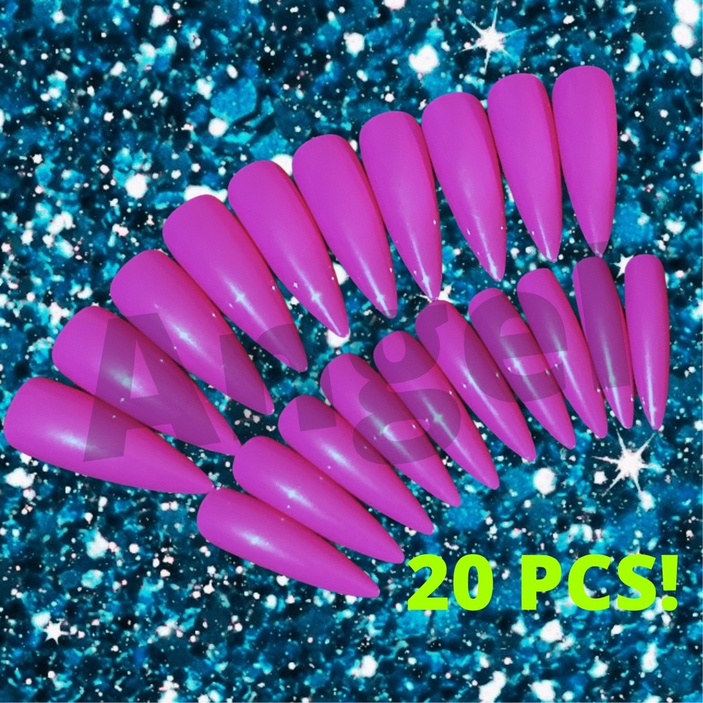 NEW Purple Magenta Press On Ballerina Pointy Stiletto Club False Fake Nails Goth
